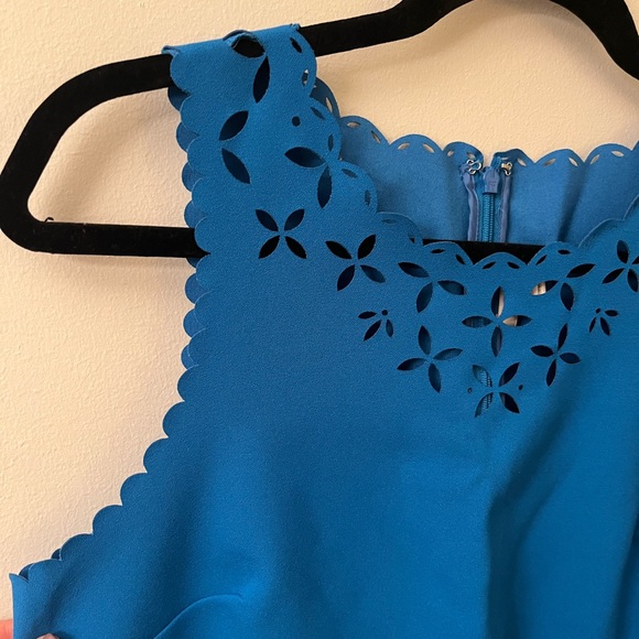 Blue J Crew Sleeveless Dress with Laser Cutouts and Scalloped Edges - Picture 3 of 3